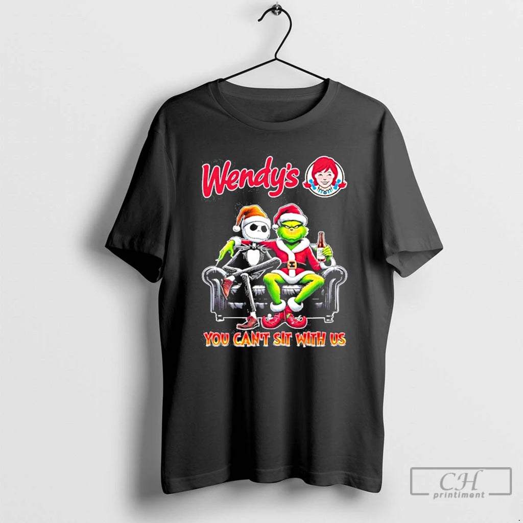 Premium Wendys Logo Santa Jack And Grinch You Cant Sit With Us T Shirts