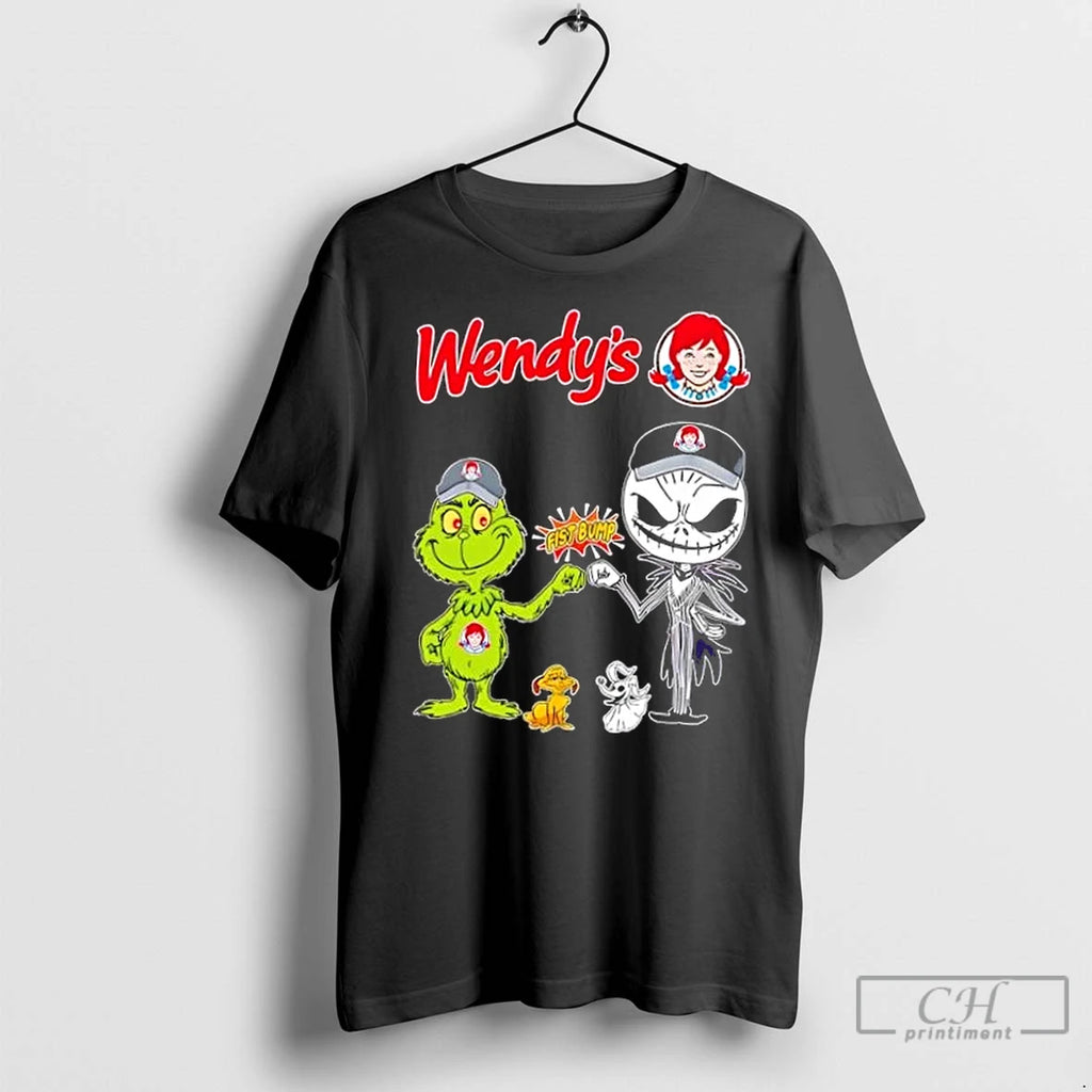 Premium Wendys X Grinch And Jack Skellington Fist Bump Uniwilling Friends