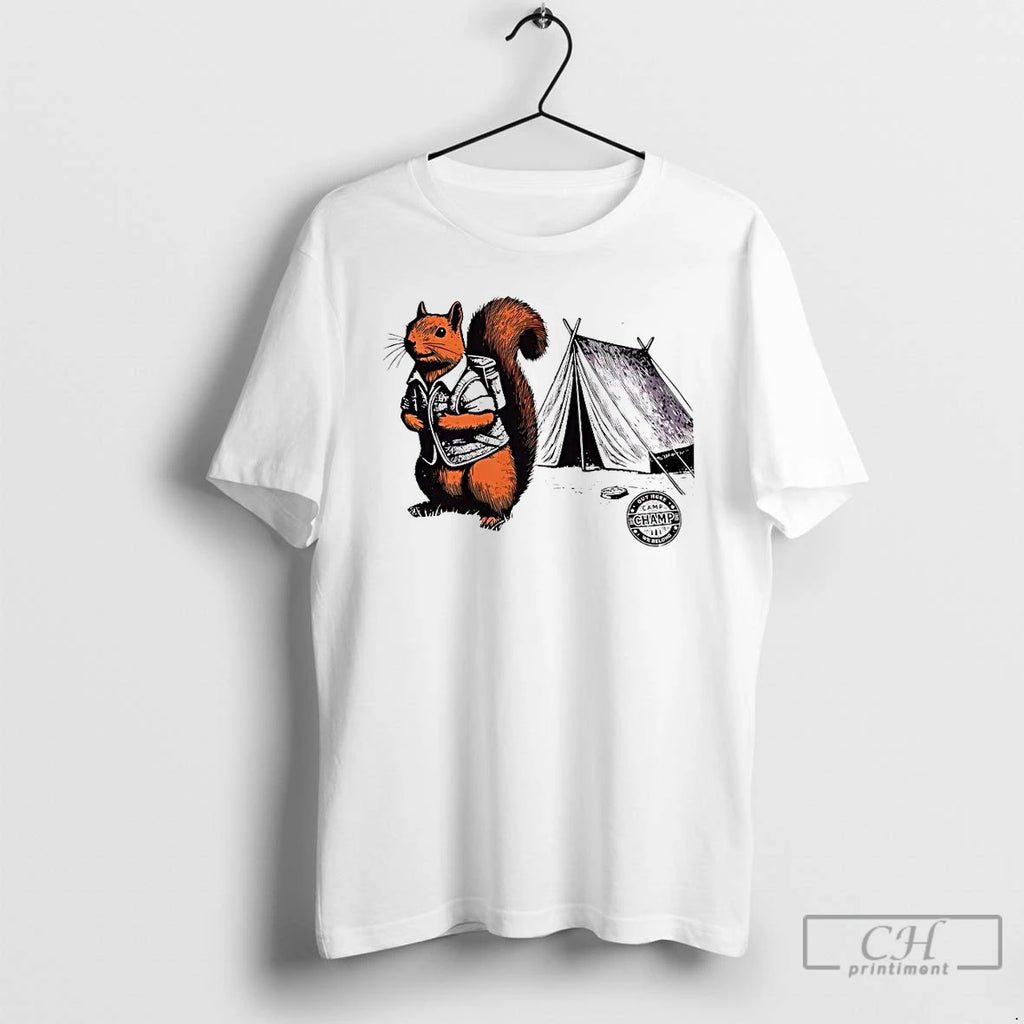 Premium Whimsical Camping Squirrel Color Pop Adventure T Shirts