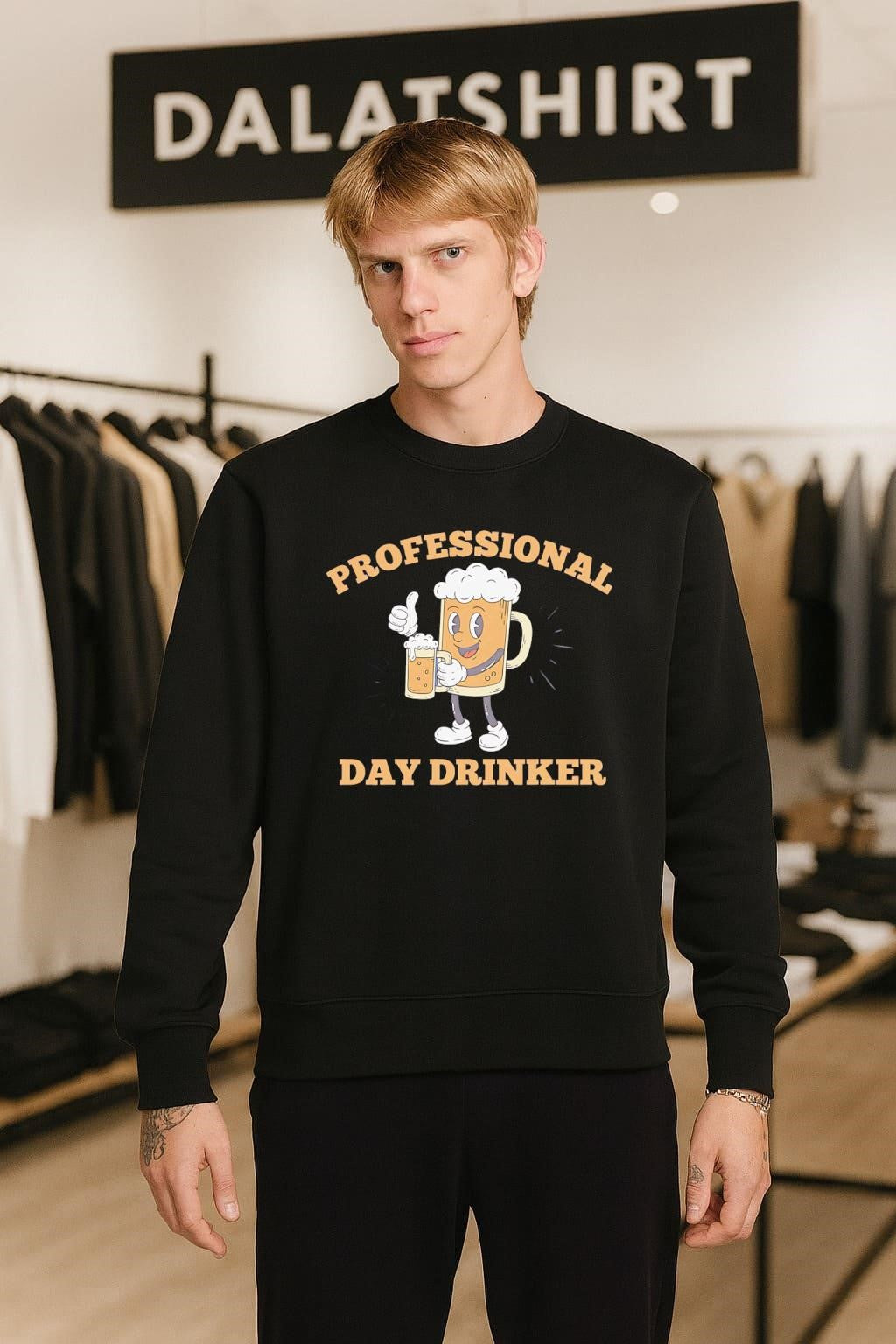 Professional Day Drinker Cartoon Beer Mug Thumbs Up shirt