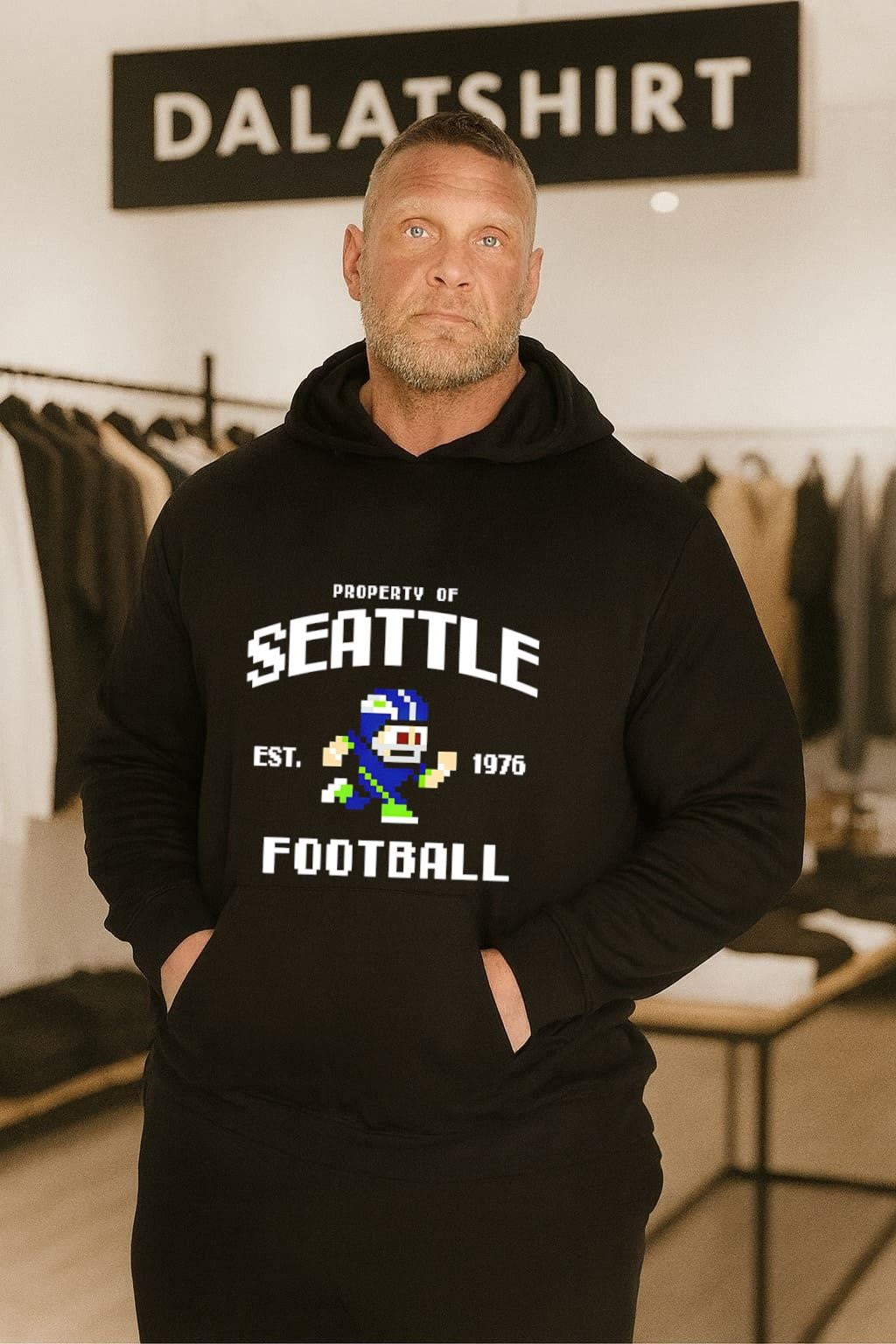 Property of Seattle Est 1976 Football Pixel Art Character shirt