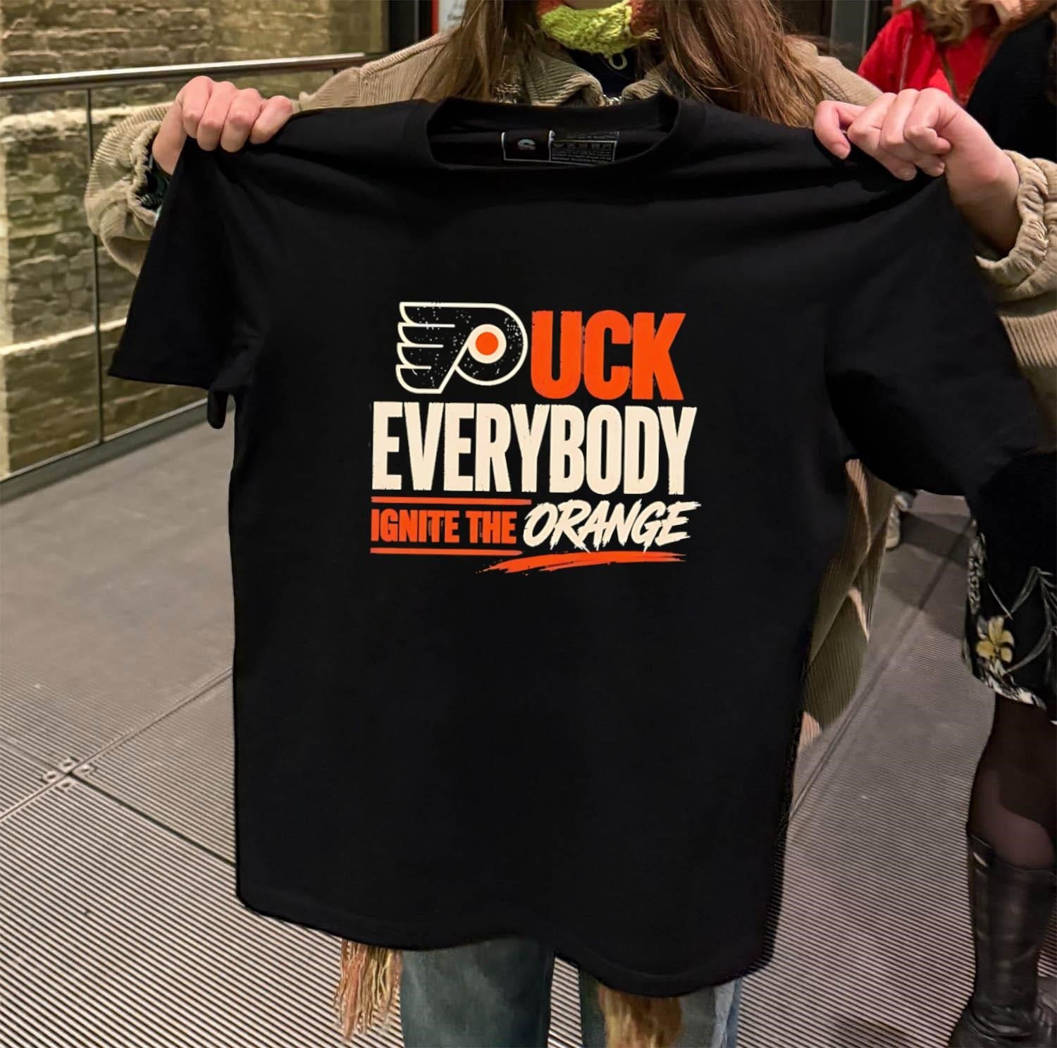Puck Everybody Ignite The Orange Philadelphia Flyers Logo shirt