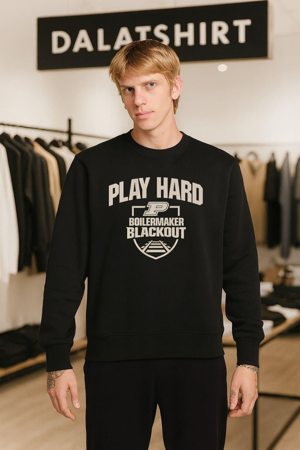 Purdue Play Hard Boilermaker Blackout P Logo shirt