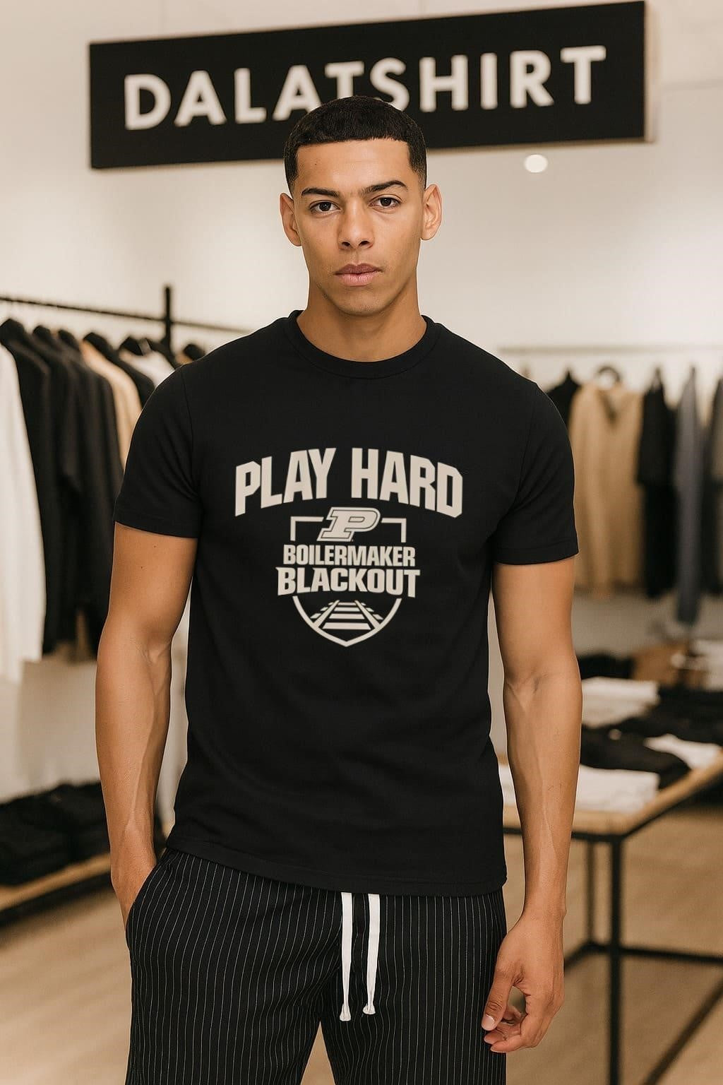 Purdue Play Hard Boilermaker Blackout P Logo shirt