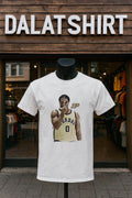 Purdue basketball player number zero holding up three fingers shirt