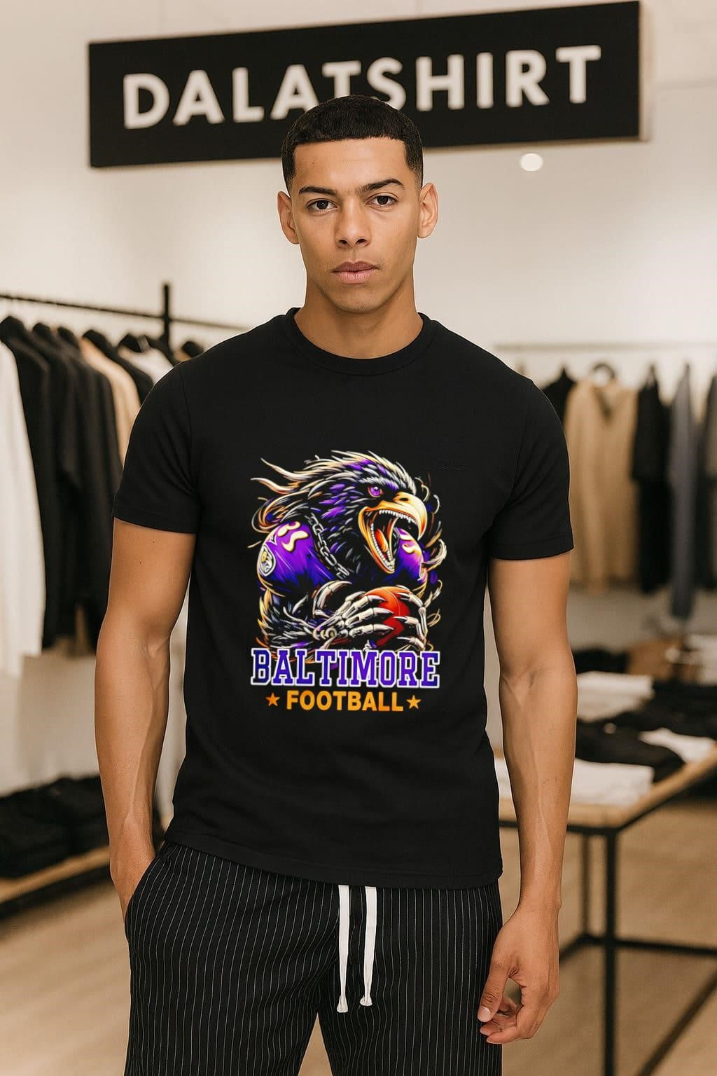 Purple Baltimore Football Crow Raven Head Holding American Football shirt