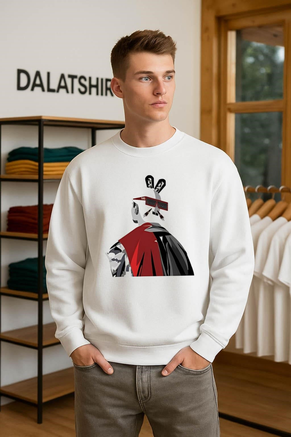 Rabbit Wearing Sunglasses And Red Cape shirt
