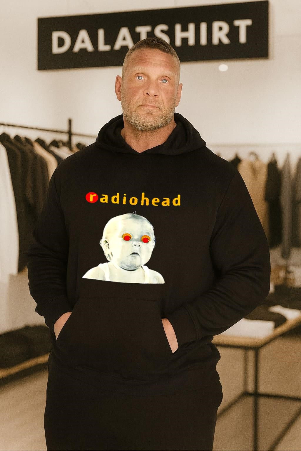 Radiohead Creepy Baby Face With Red Eyes Graphic Art shirt