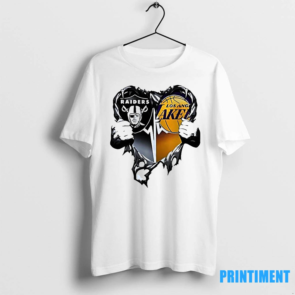 Raiders And Los Angeles Laker Inside Heart 2025 Tshirts Sweater