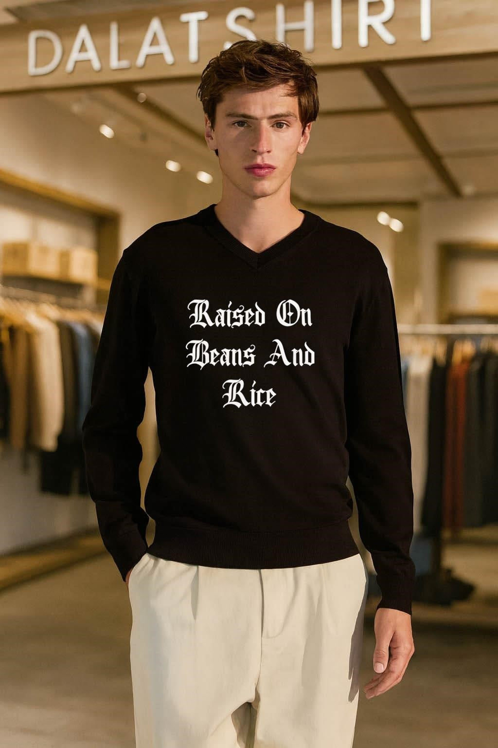 Raised On Beans And Rice Old English Typography Aesthetic shirt