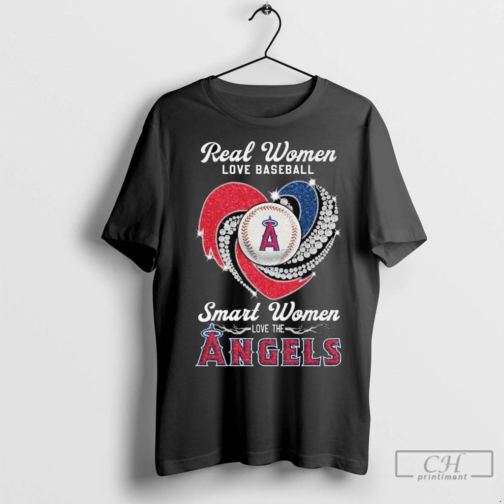 Real Women Love Baseball Smart Women Love The Los Angeles Angels Diamond Heart 2025 Long