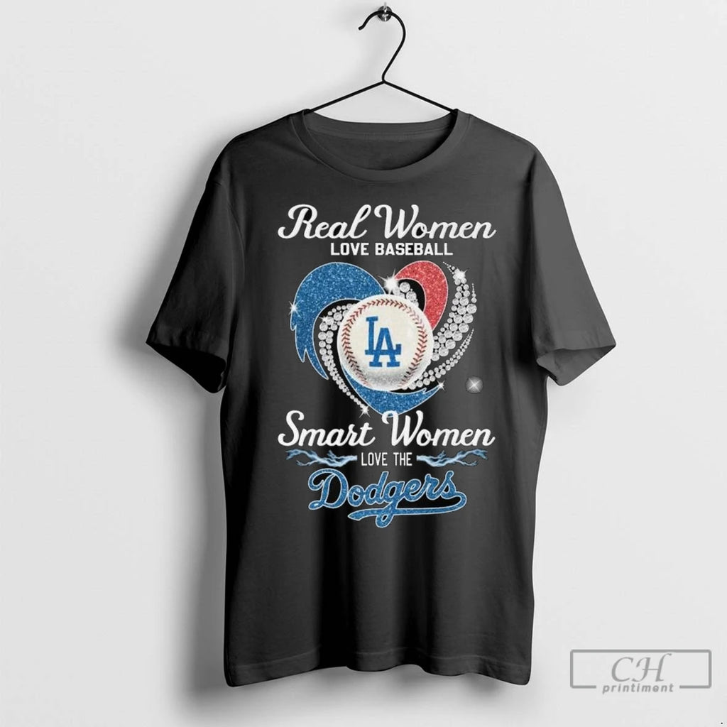 Real Women Love Baseball Smart Women Love The Los Angeles Dodgers Diamond Heart 2025 Long