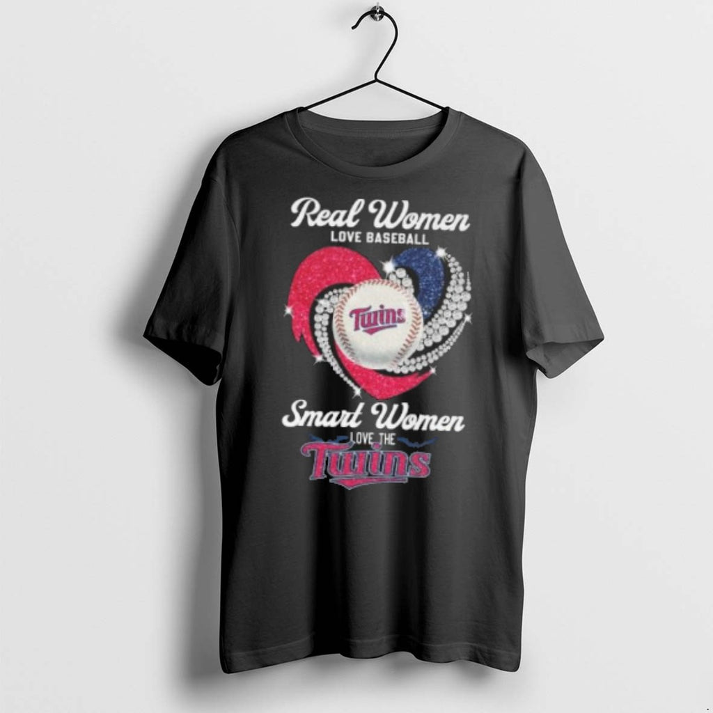 Real Women Love Baseball Smart Women Love The Minnesota Twins Diamond Heart 2025 T Shirts