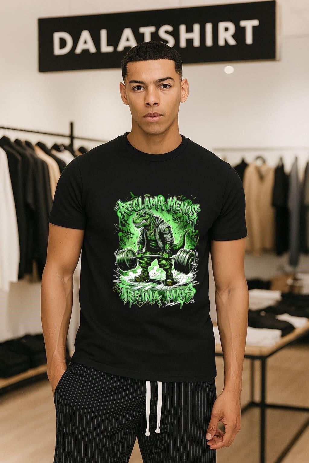 Reclama Menos Treina Mais T-Rex Gym Weightlifting shirt