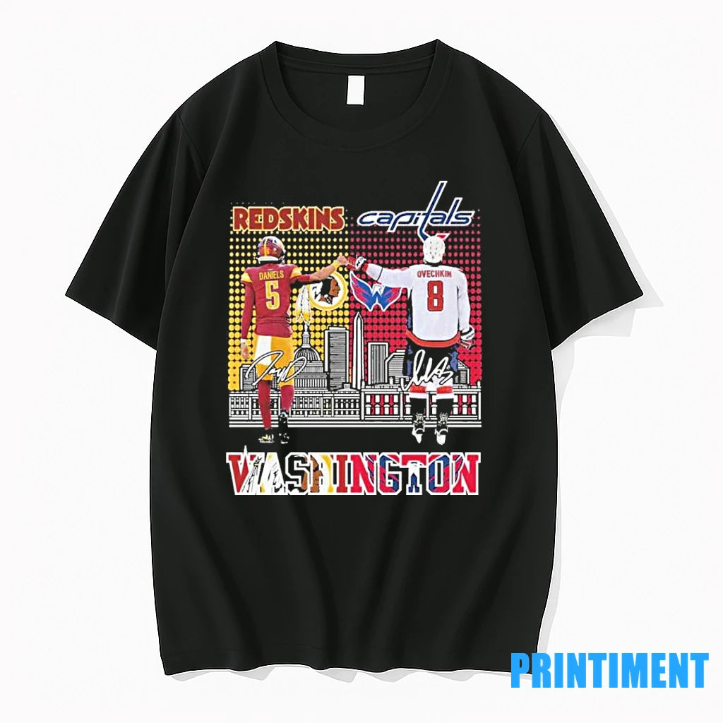 Redskins Jayden Daniels And Capitals Alexander Ovechkin Washington Tshirts Sweater