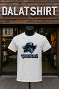 Renegades masked character logo with blue graffiti style shirt