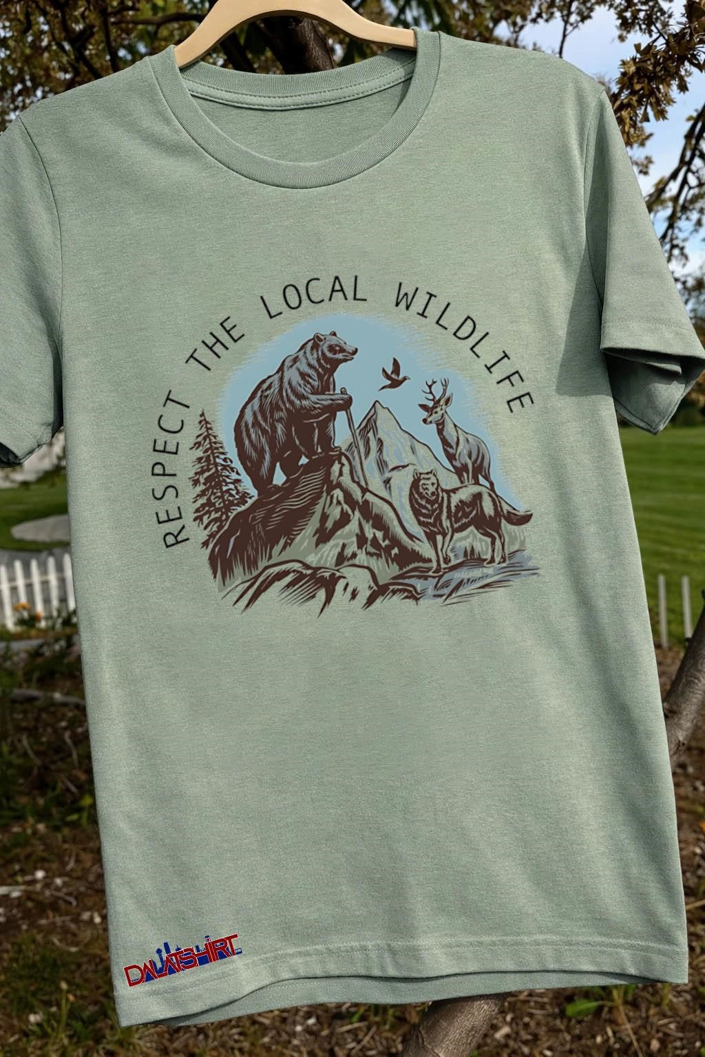 Respect the Local Wildlife Bear Wolf and Deer shirt
