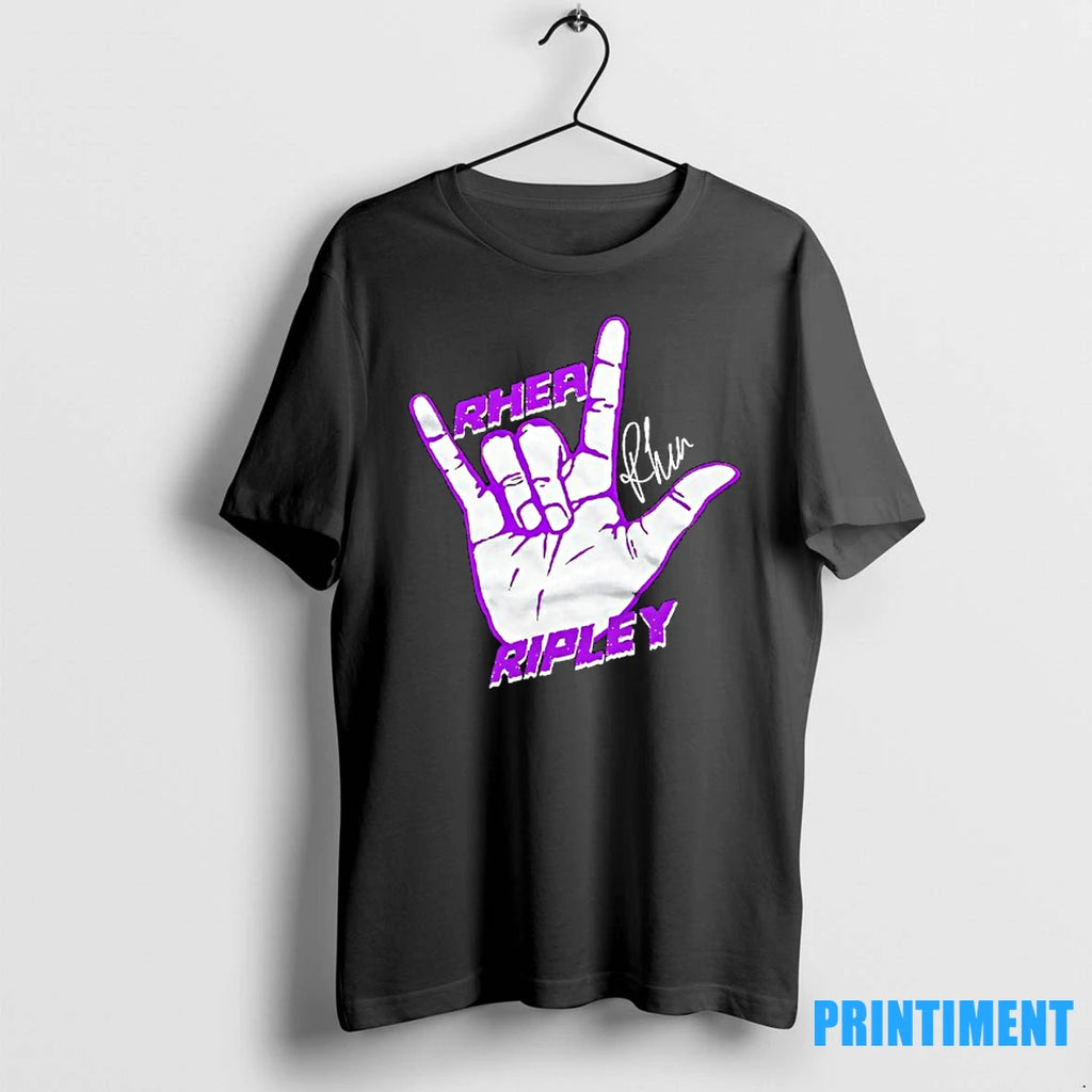 Rhea Ripley Rock And Roll Hand Sign Signature Tshirts Sweater