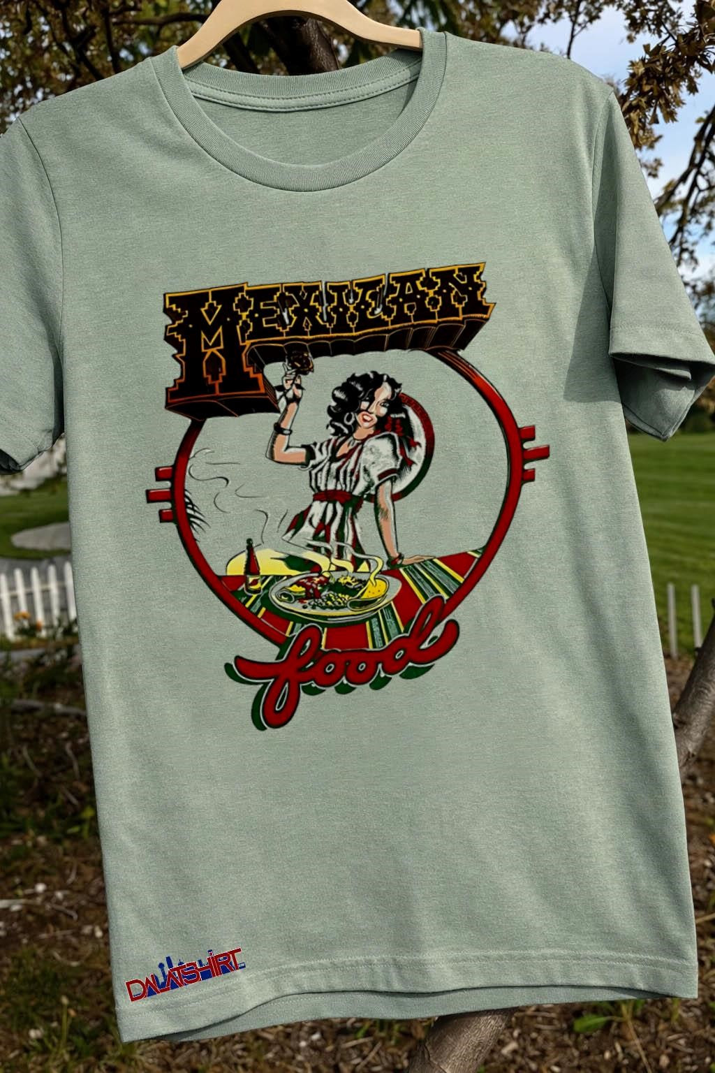 Rick Griffin Mexican Food Woman Roses Plate Graphic shirt