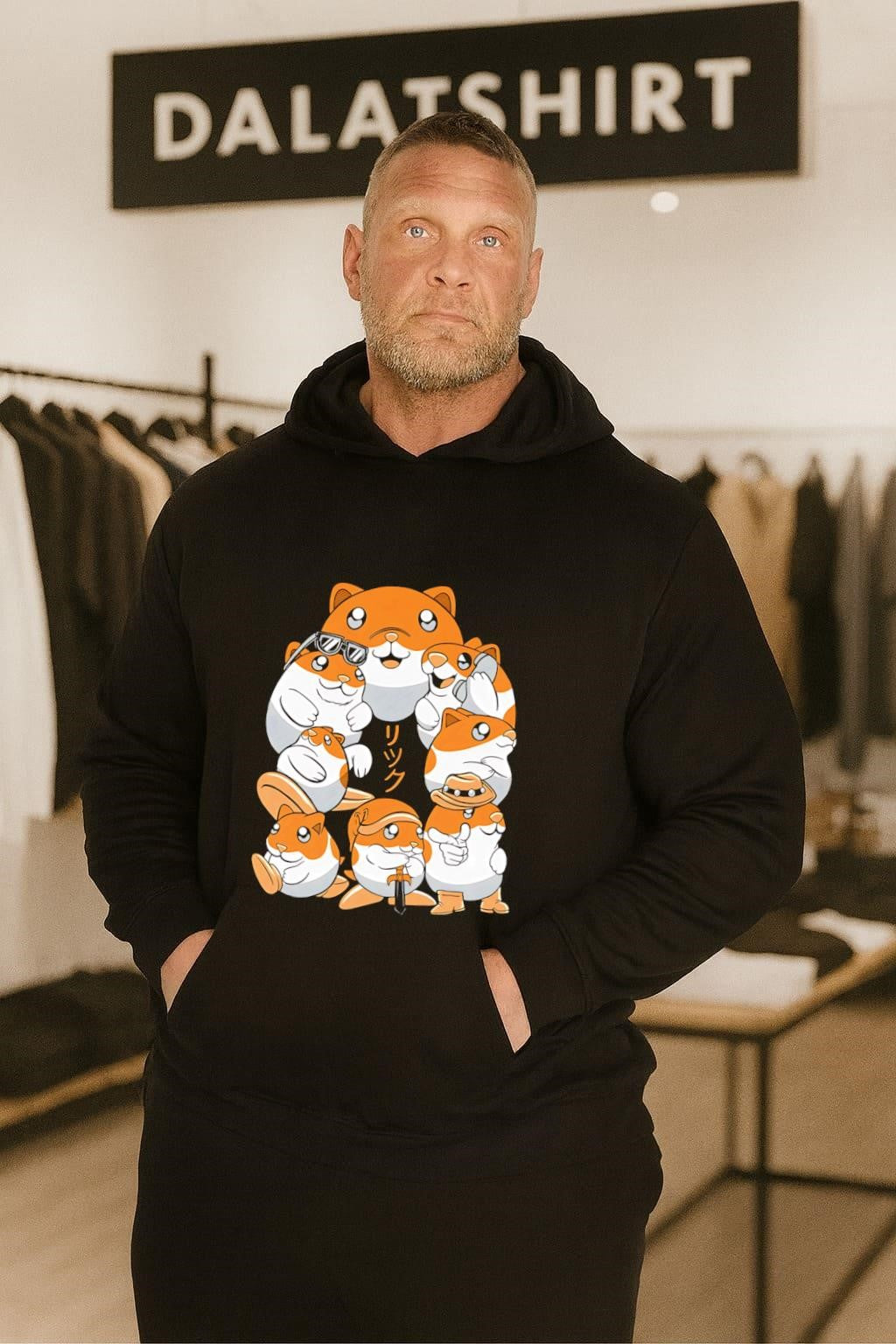 Rick Japanese Text Multiple Cute Orange Hamsters in Various Funny shirt