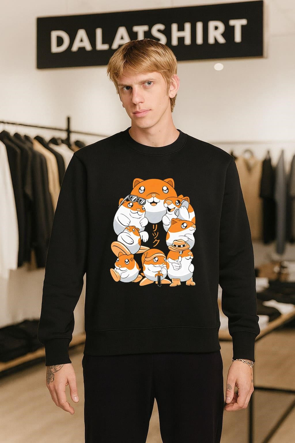 Rick Japanese Text Multiple Cute Orange Hamsters in Various Funny shirt