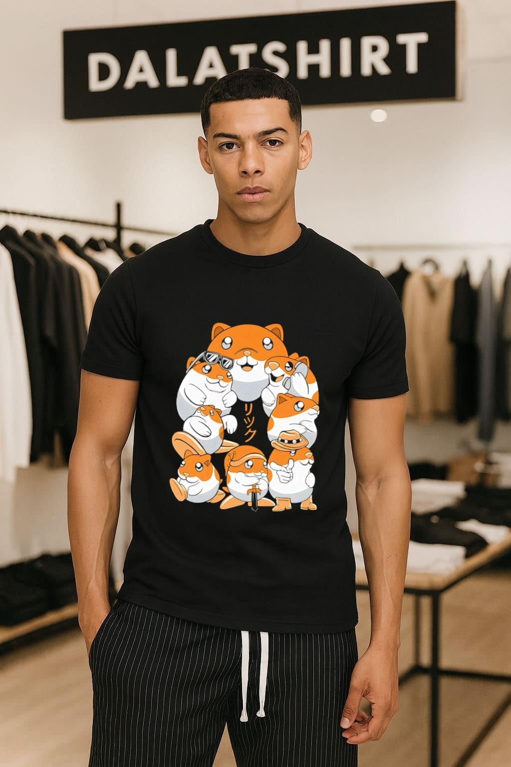 Rick Japanese Text Multiple Cute Orange Hamsters in Various Funny shirt
