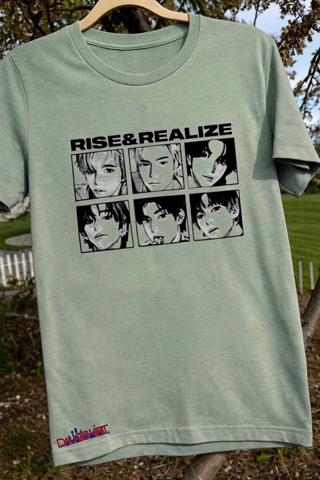 Rise & Realize Boy Band Six Member Face Portraits shirt