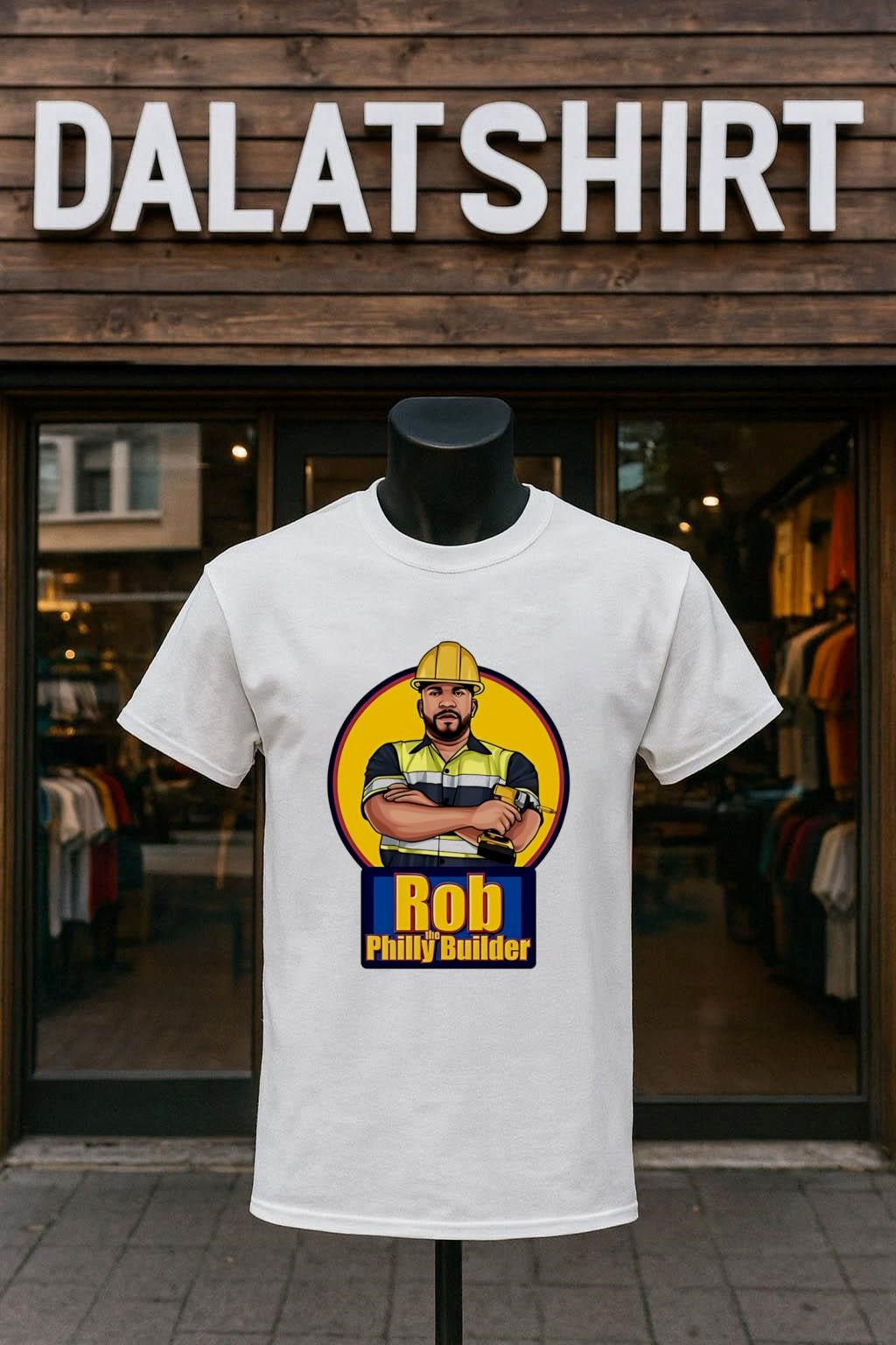 Rob The Philly Builder Construction Worker Holding Power Drill shirt