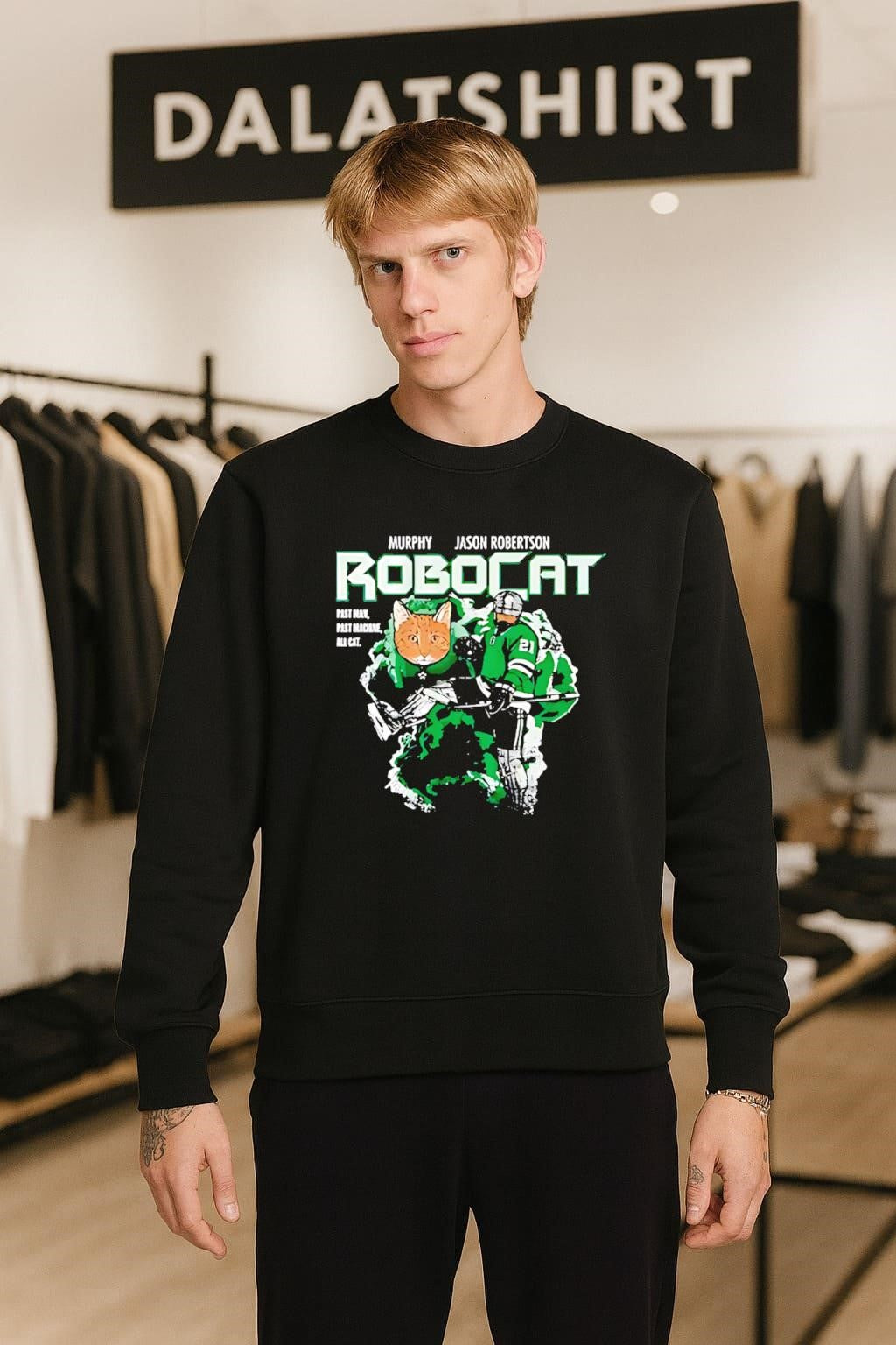 Robocat Murphy Jason Robertson past man past machine all cat shirt