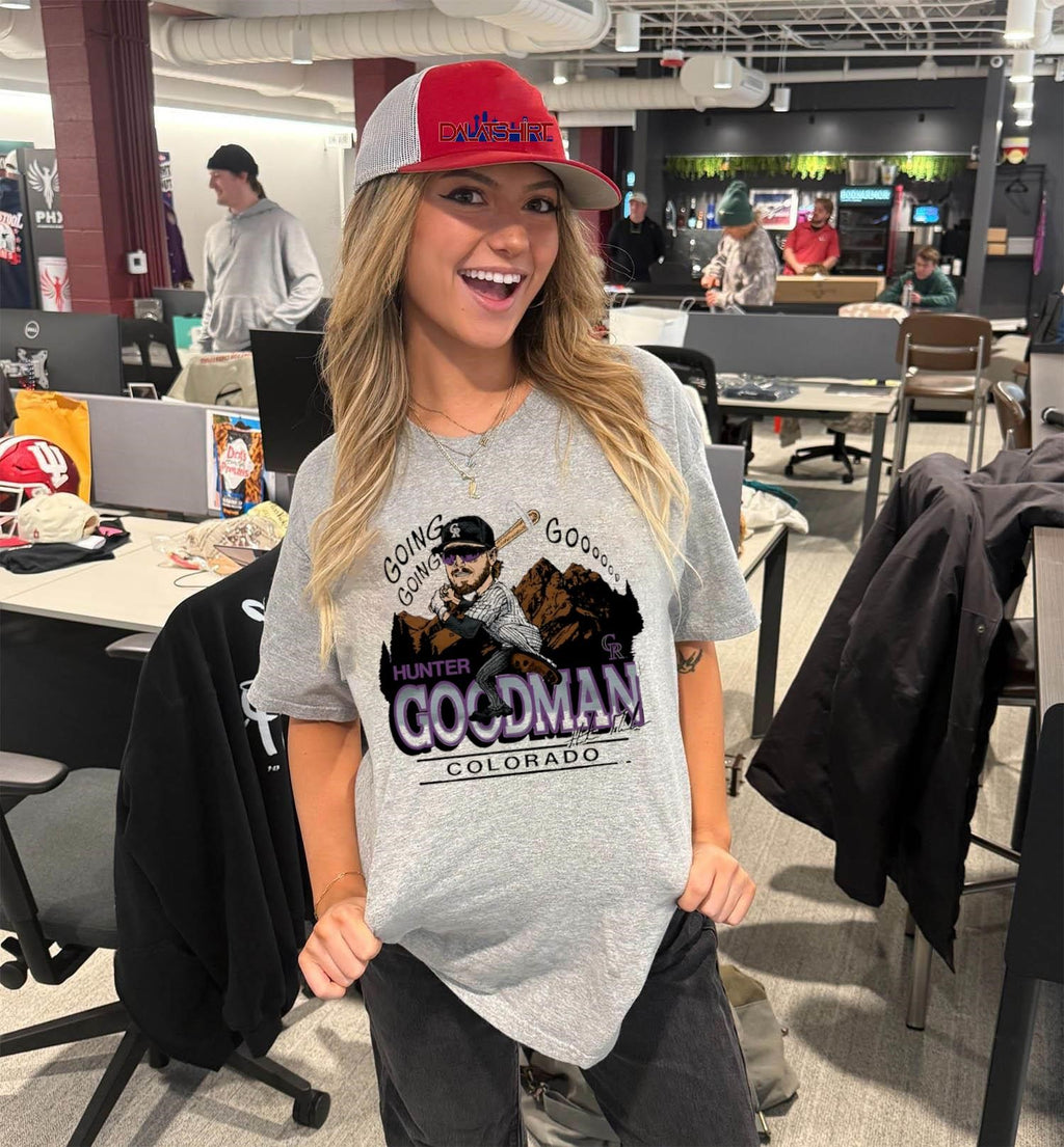 Rockies Hunter Goodman Signature MLB cartoon shirt