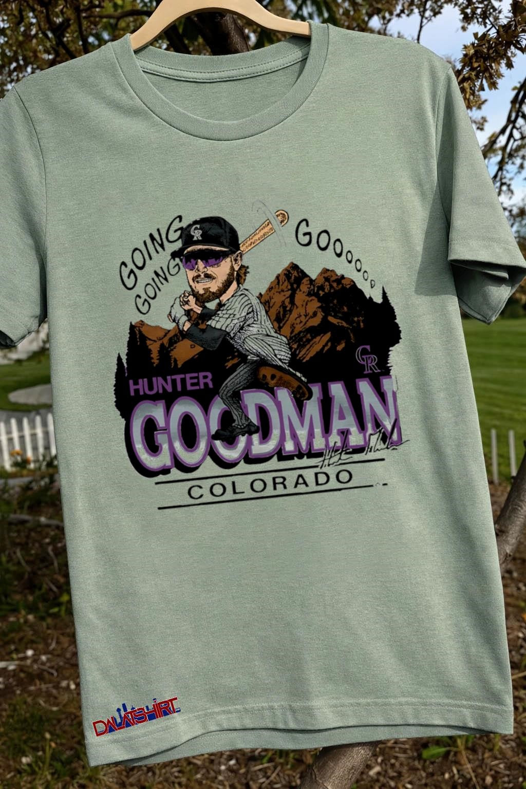 Rockies Hunter Goodman Signature MLB cartoon shirt