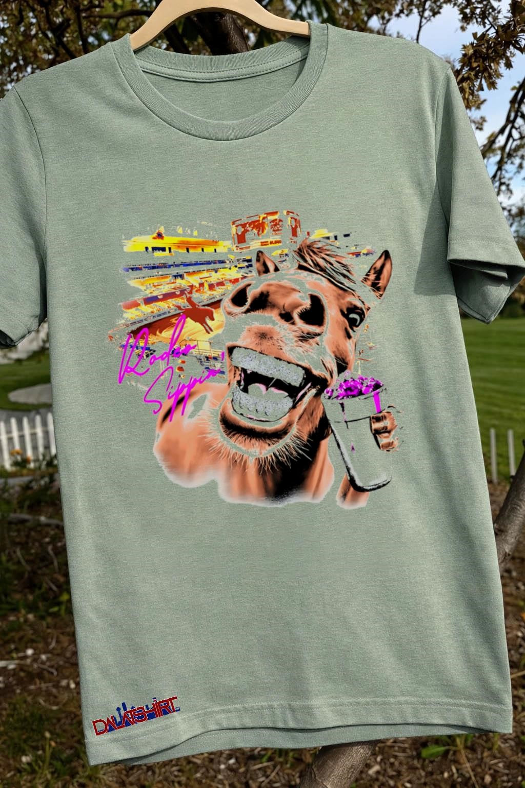 Rodeo Sippin Horse with Diamond Grillz Holding Foam Cup shirt