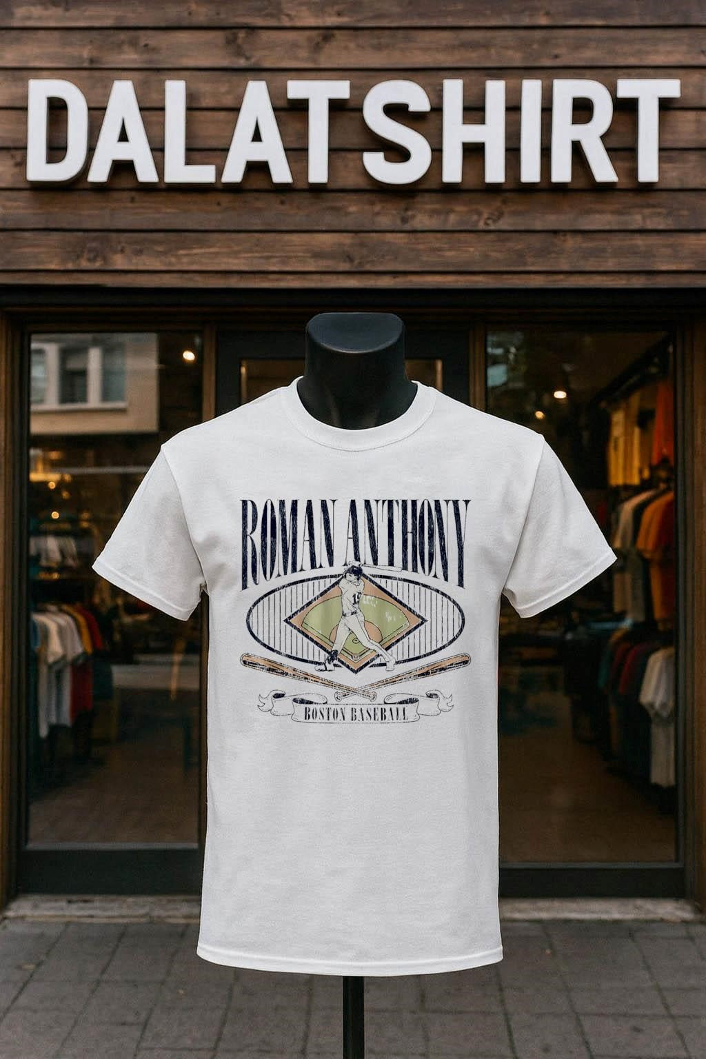 Roman Anthony Boston Baseball Field Crossed Bats Banner shirt