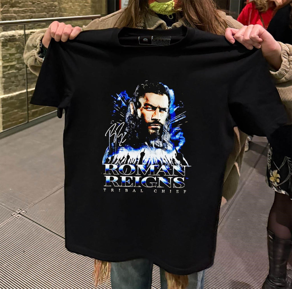 Roman Reigns Tribal Chief Blue Smoke Signature Crowd Silhouette shirt