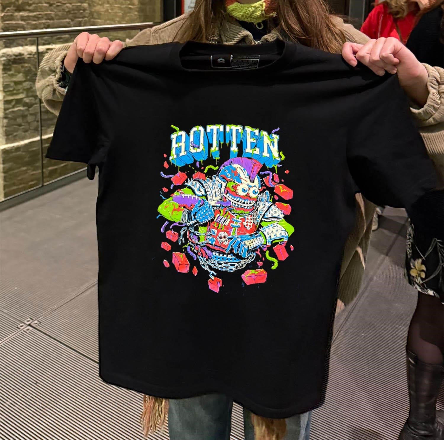 Rotten Monster Playing Football Punk Rock Grunge Style shirt
