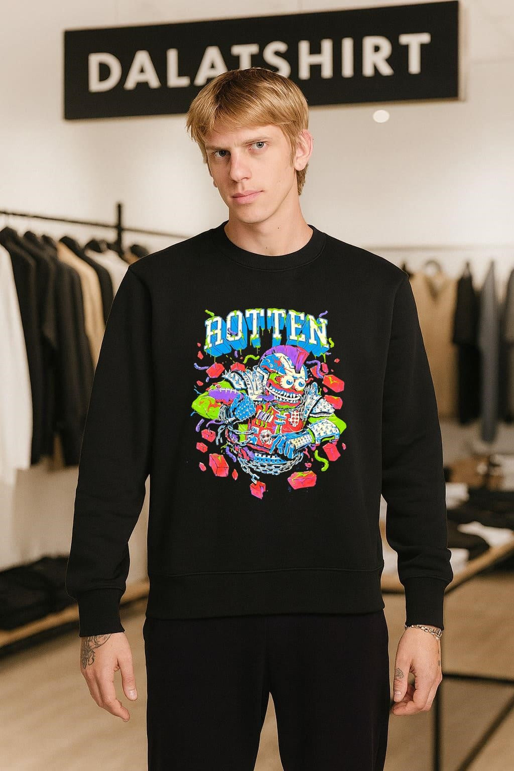 Rotten Monster Playing Football Punk Rock Grunge Style shirt