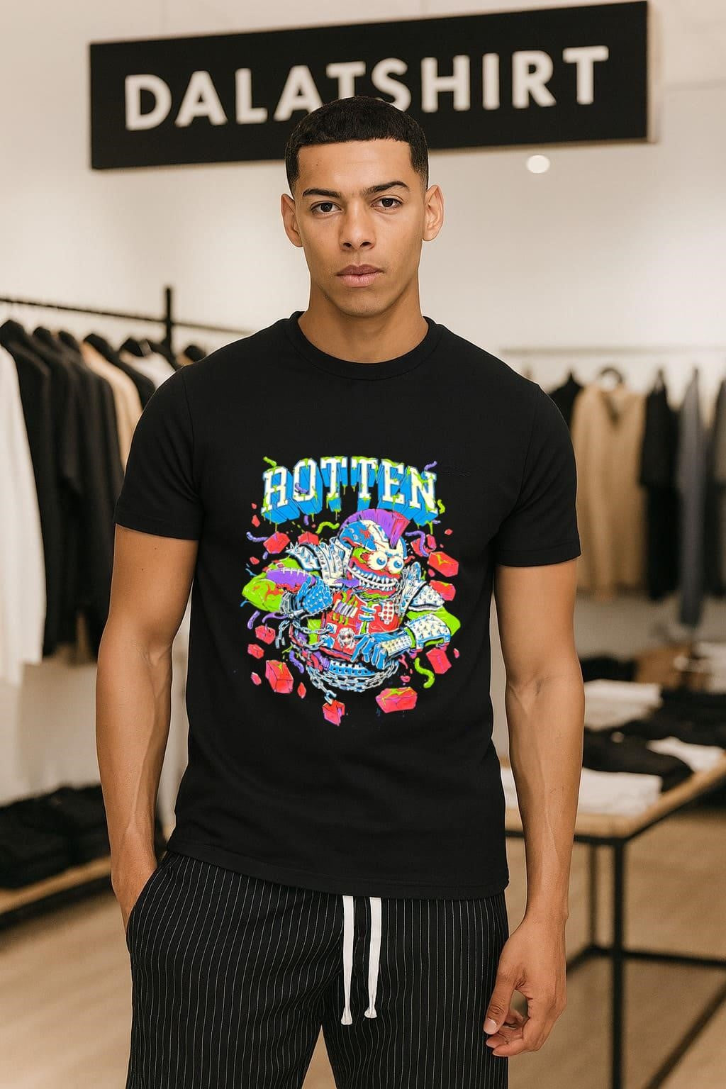 Rotten Monster Playing Football Punk Rock Grunge Style shirt