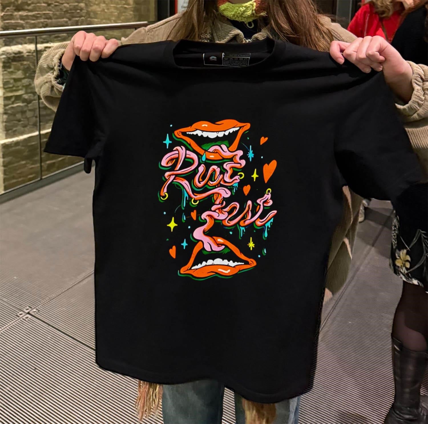 Rude Girl Groovy Melting Tongue Surreal Art Smile Mouth shirt