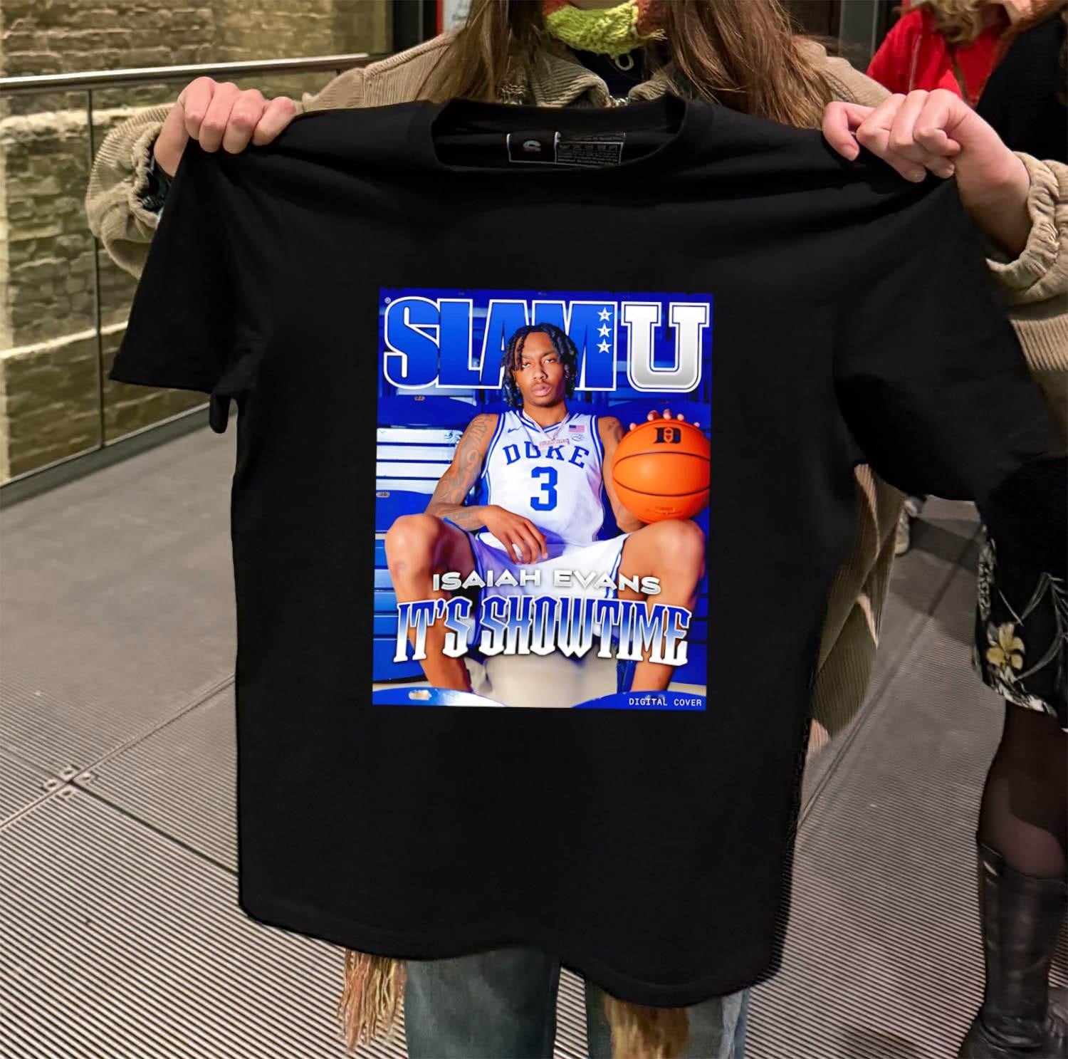 SLAM U Duke 3 Isaiah Evans It’s Showtime Graphic Basketball shirt