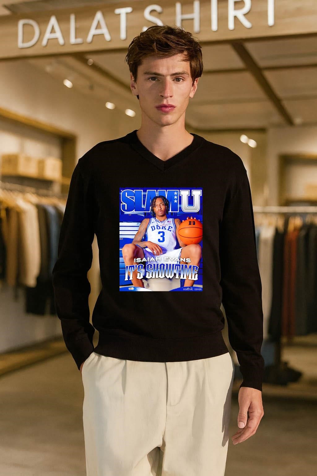 SLAM U Duke 3 Isaiah Evans It’s Showtime Graphic Basketball shirt