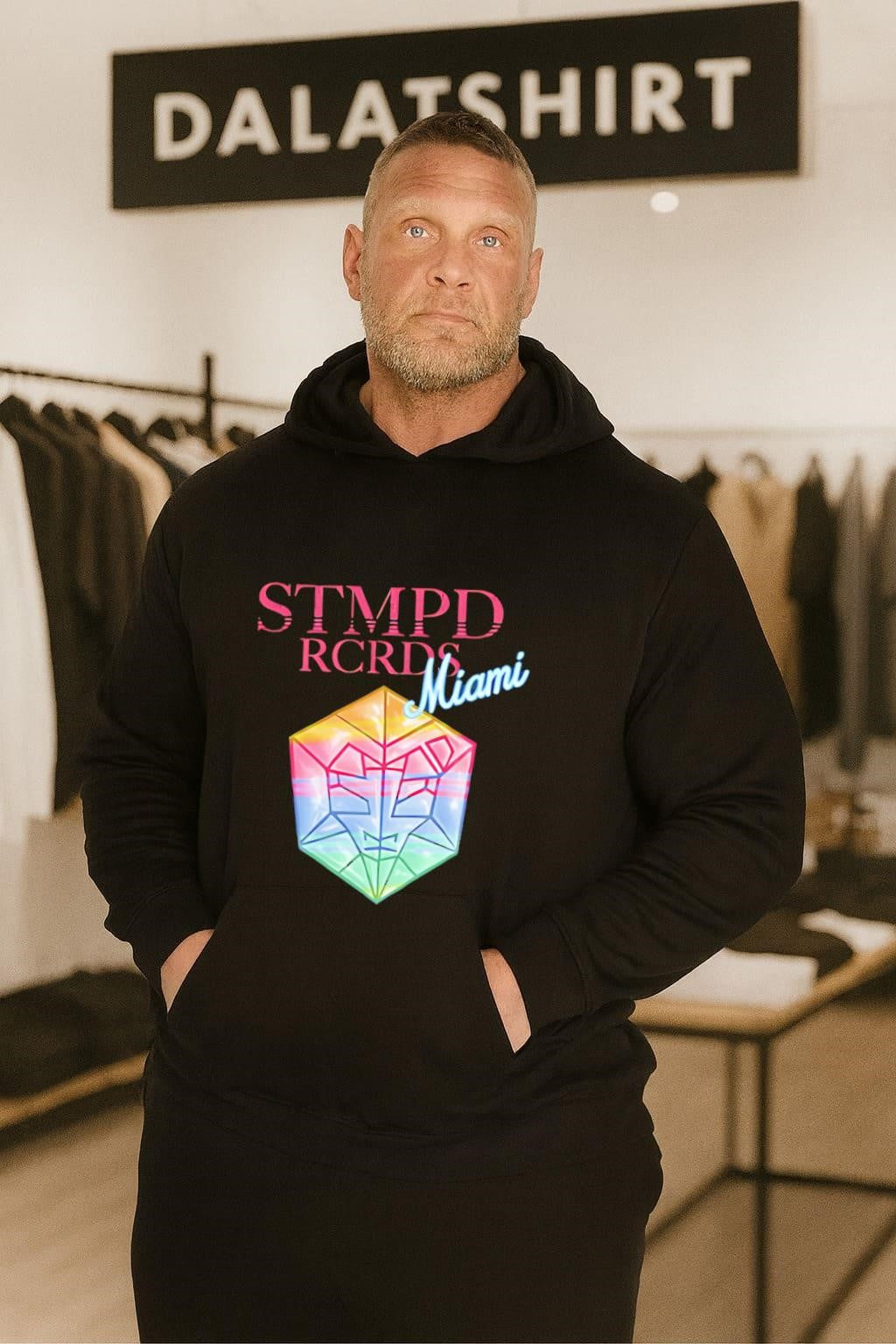 STMPD RCRDS Miami Colorful Geometric Prism Head shirt