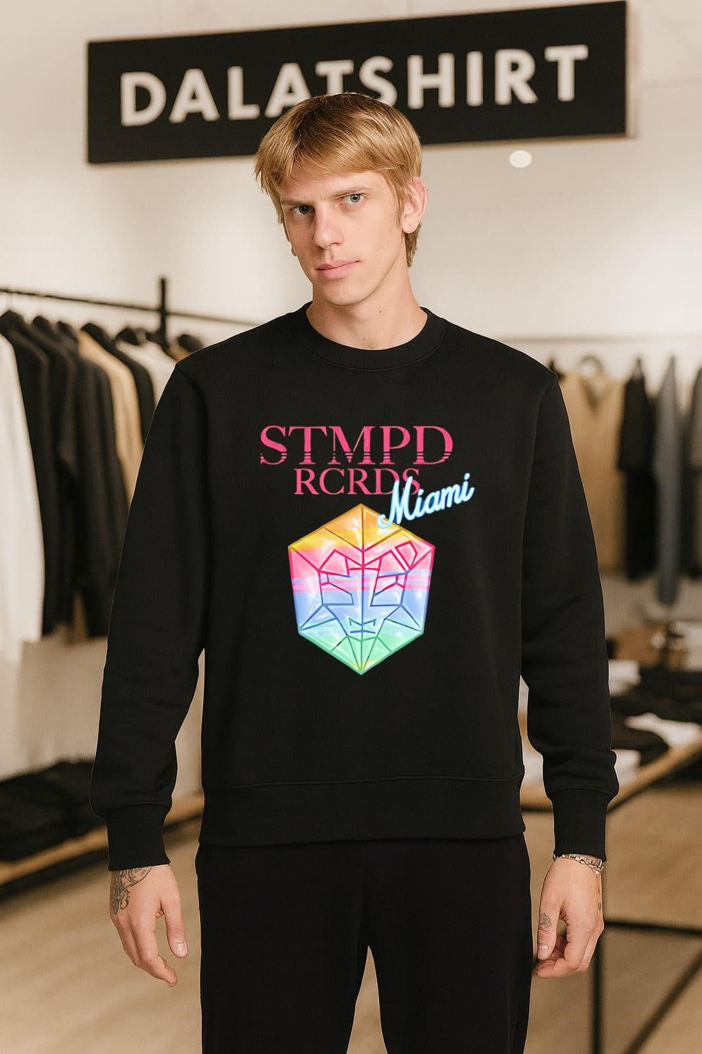 STMPD RCRDS Miami Colorful Geometric Prism Head shirt
