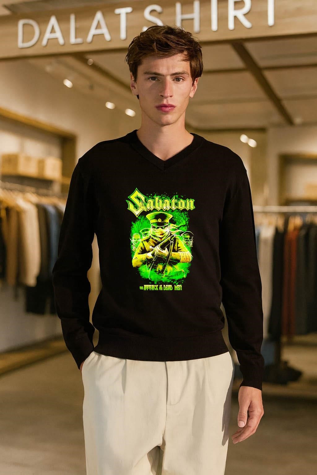 Sabaton The Attack Of The Dead Men Green Soldier Graphic shirt
