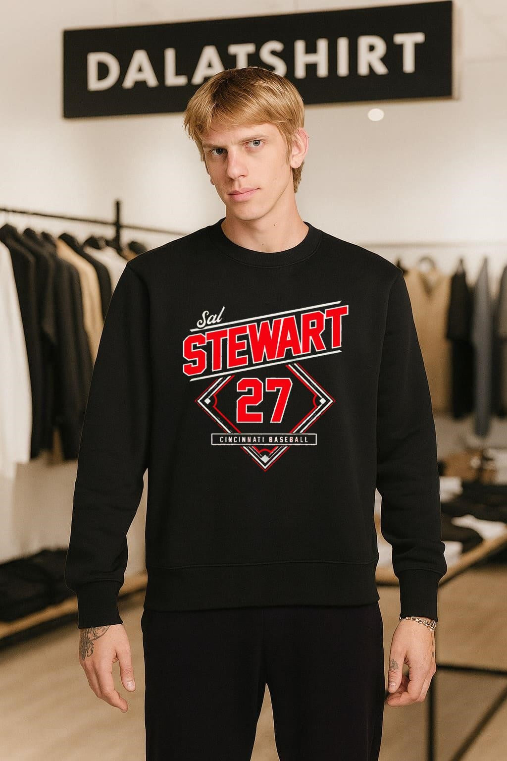 Sal Stewart Cincinnati Baseball 27 Diamond shirt