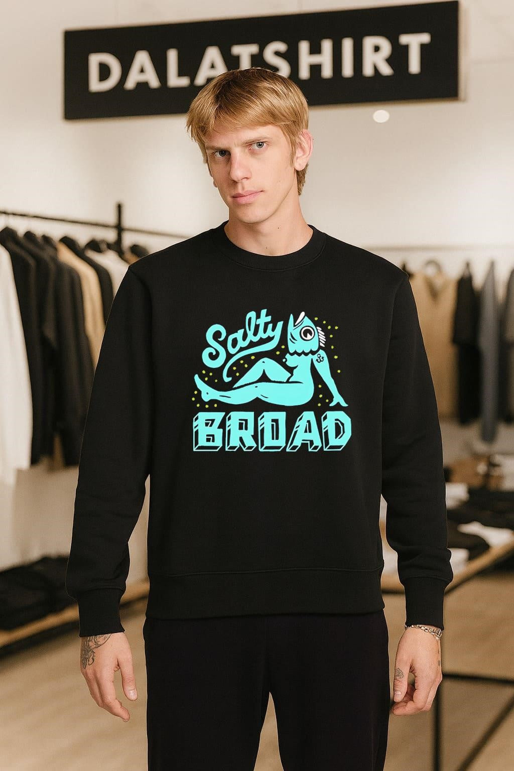 Salty Broad Mermaid With Fish Head Nautical Art shirt