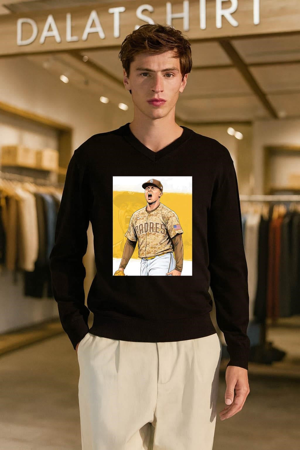 San Diego Padres Baseball Player Camouflage Uniform Action Graphic shirt