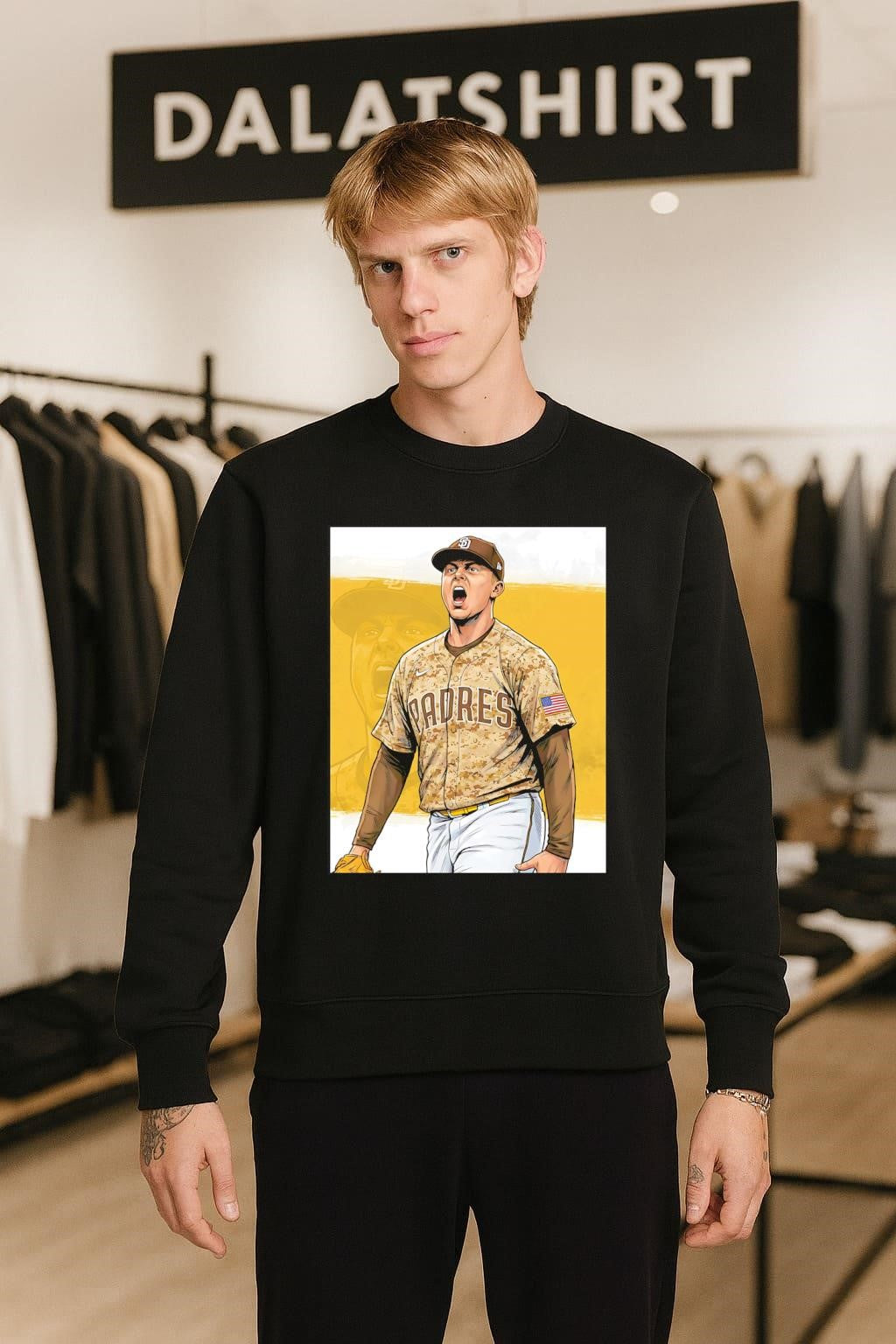 San Diego Padres Baseball Player Camouflage Uniform Action Graphic shirt