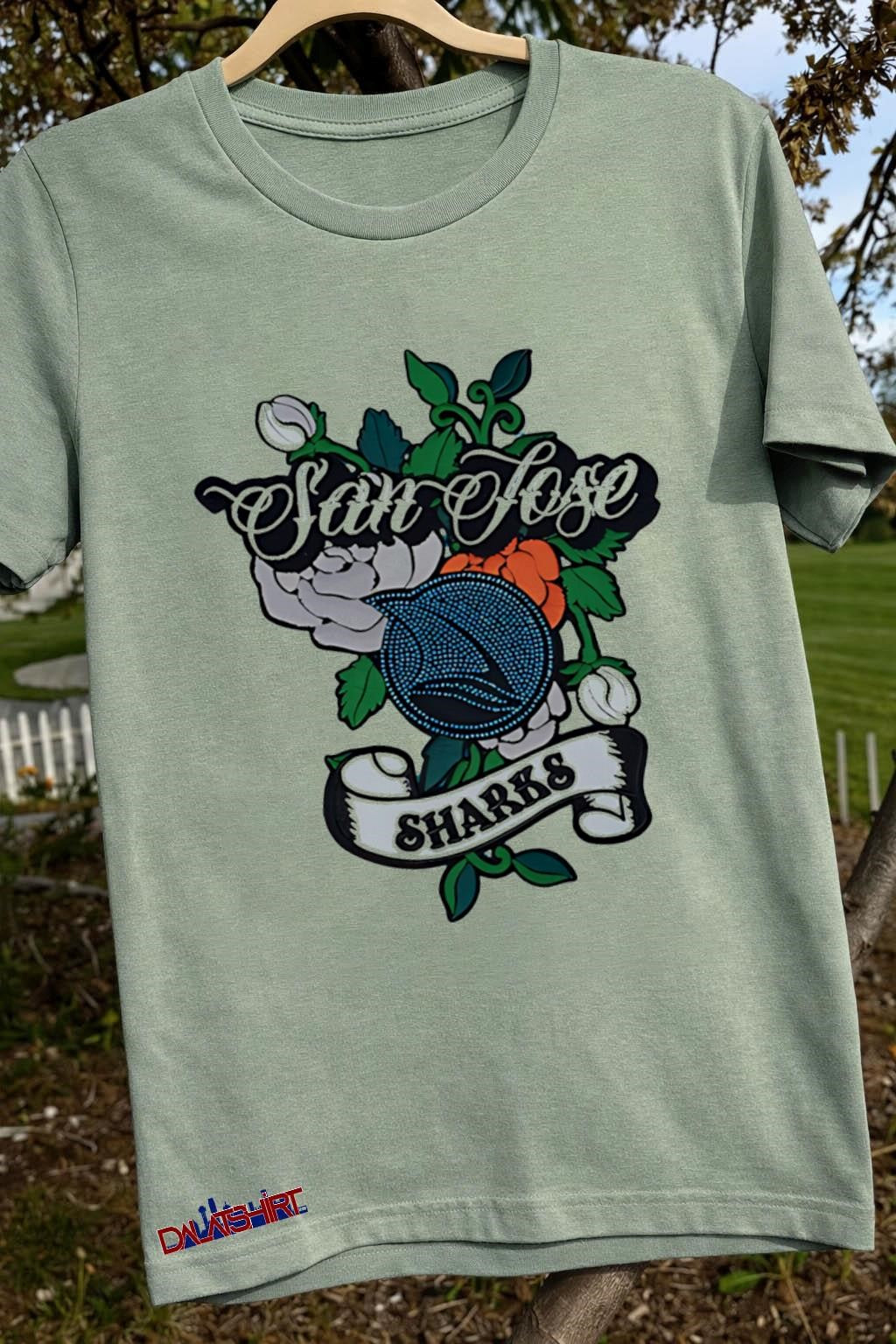 San Jose Sharks Floral Hockey Team Logo Tattoo shirt