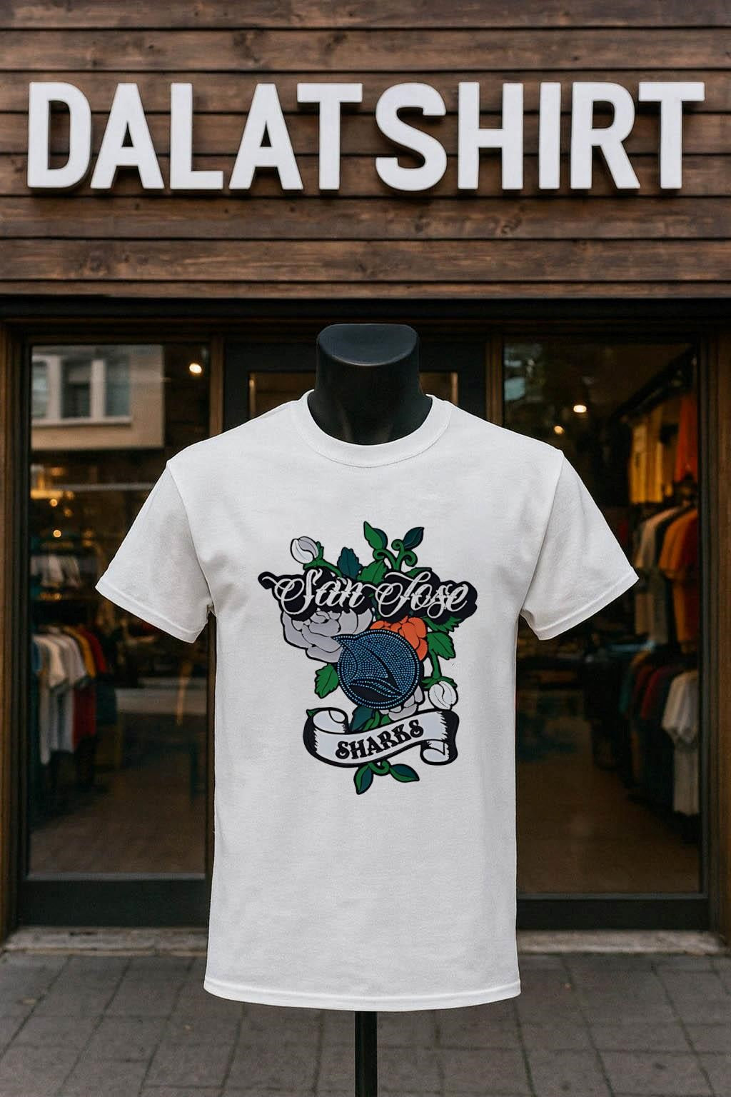 San Jose Sharks Floral Hockey Team Logo Tattoo shirt