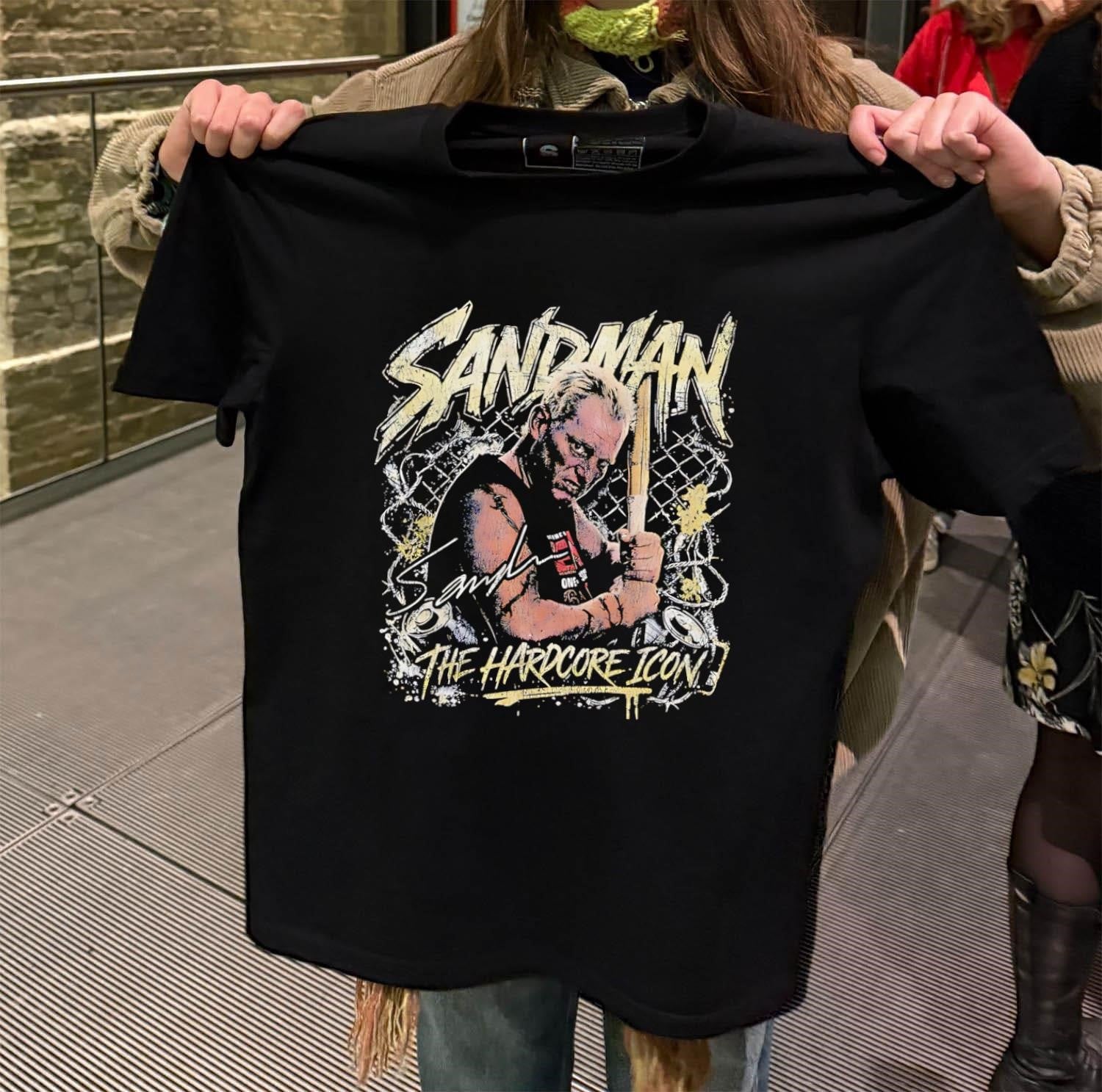 Sandman The Hardcore Icon Pro Wrestler Graphic retro shirt